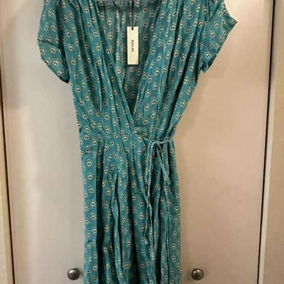 Rolla’s Cleo Emmylou Turquoise Teal Floral Print Wrap Dress Size XL - Picture 6 of 8